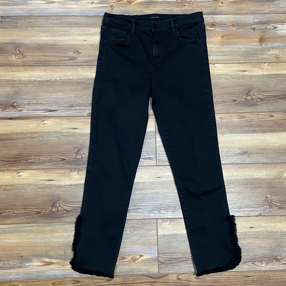J Brand Ruby High Rise Black Denim Fringe Raw Hem Crop Fateful Women’s Size 27 - Picture 3 of 7